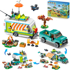 HOGOKIDS City Camper Van building set with LED light for cozy nighttime play.