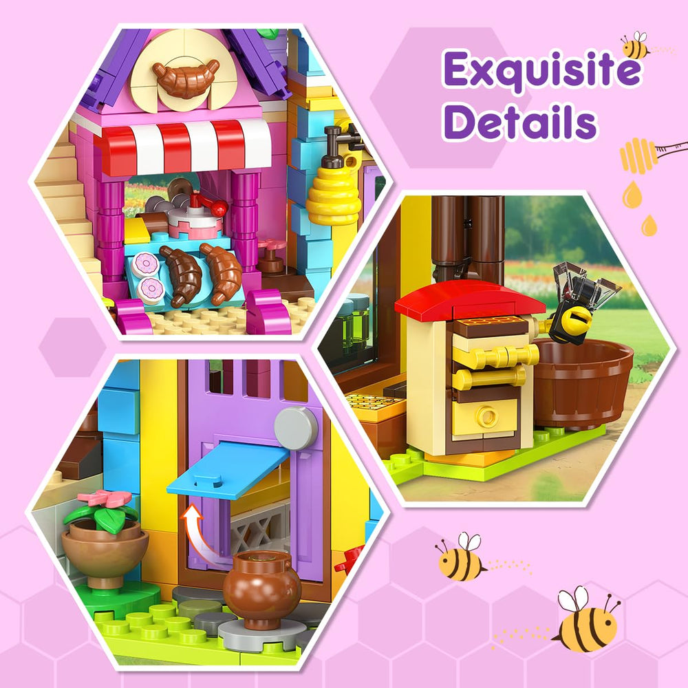 HOGOKIDS pink-cart-with-honey-jars supports colorful interactive pretend honey-making.