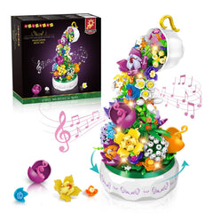 HOGOKIDS Flowers Music Box Building Block displays a vibrant bouquet for elegant home decor.