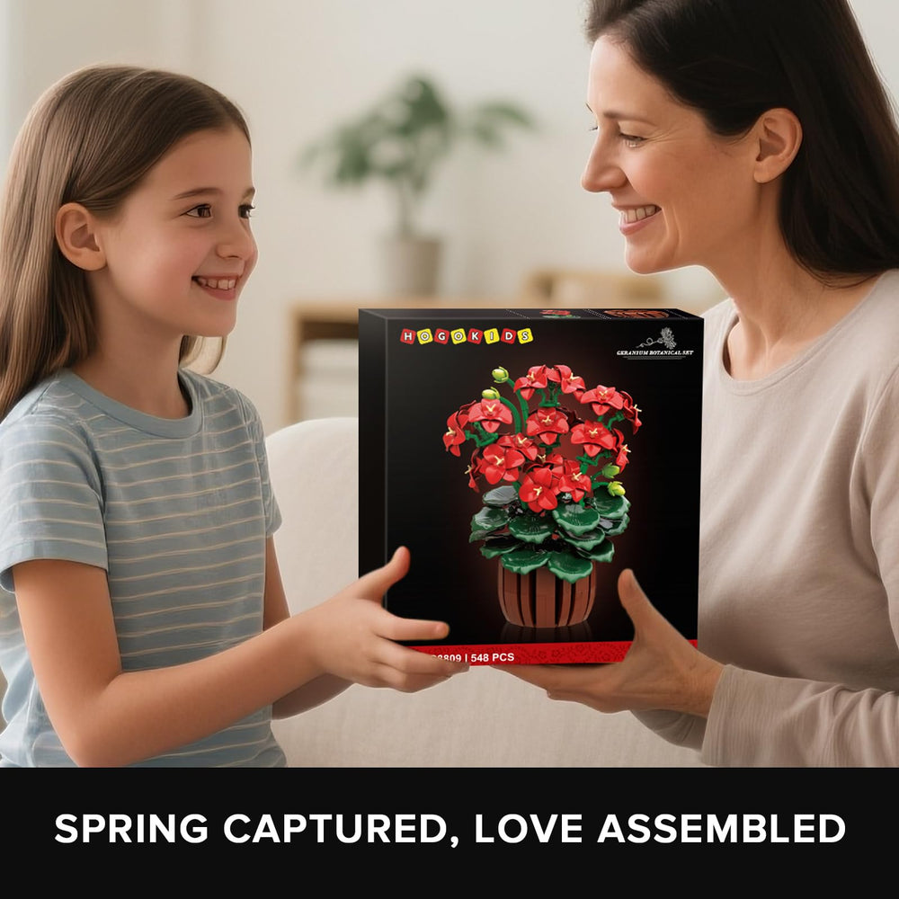 HOGOKIDS home office decor geranium display adds color and charm.
