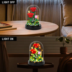 HOGOKIDS LED string lights illuminate the roses for romantic ambiance.