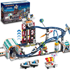 HOGOKIDS Space Roller Coaster lift platform demonstrates a dynamic ride start for imaginative play.
