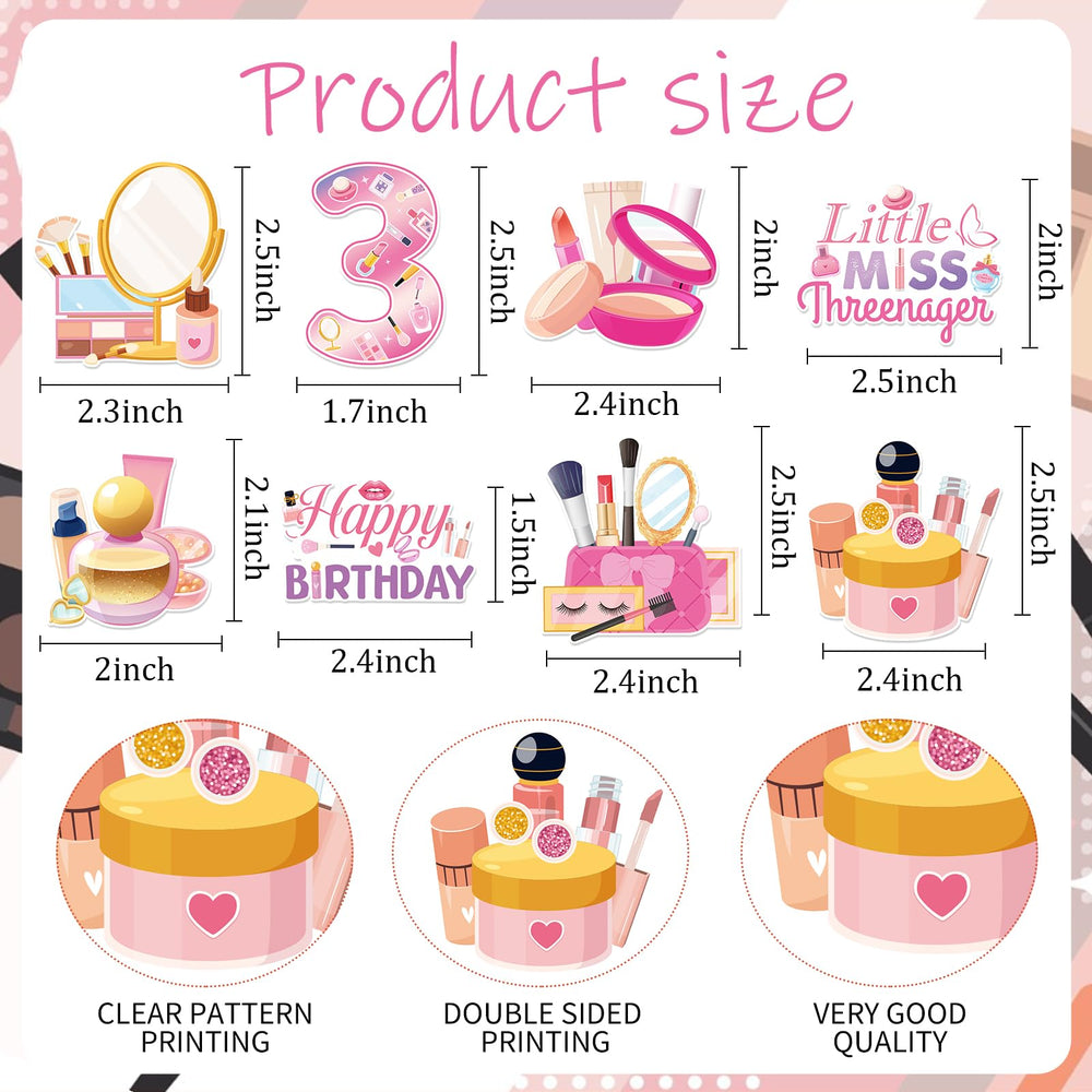 Hokinaa pink makeup theme cake toppers enhance dessert tables and photos