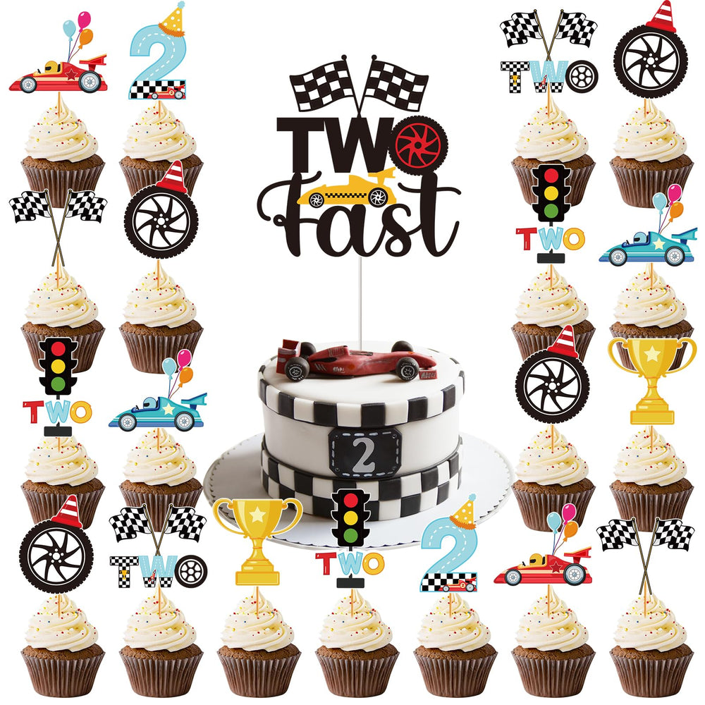 Hokinaa two fast cake topper large for instant party centerpiece.