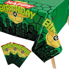 Hokoad turtle party tablecloth setup for quick, mess-free party prep.