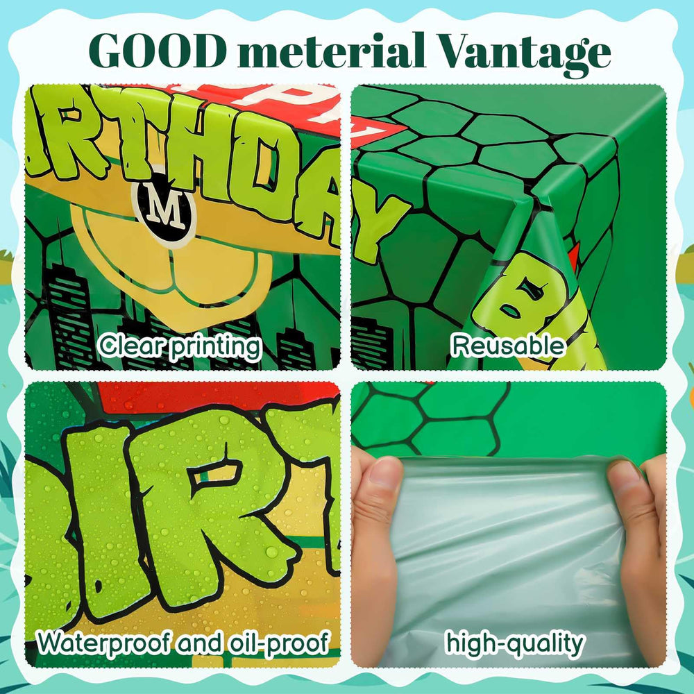 Hokoad turtle tablecloth durable plastic material protects surfaces.