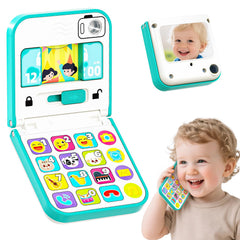 Hola Baby Phone Toy front view with interactive icons for early learning fun