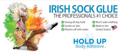 Hold Up Body Adhesive applied to thigh-high to demonstrate secure fit.