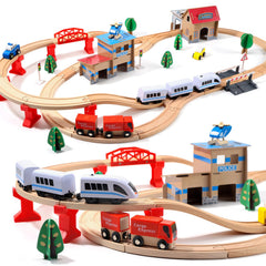 HOLYFUN electric toddler train set 88-piece kit for imaginative play