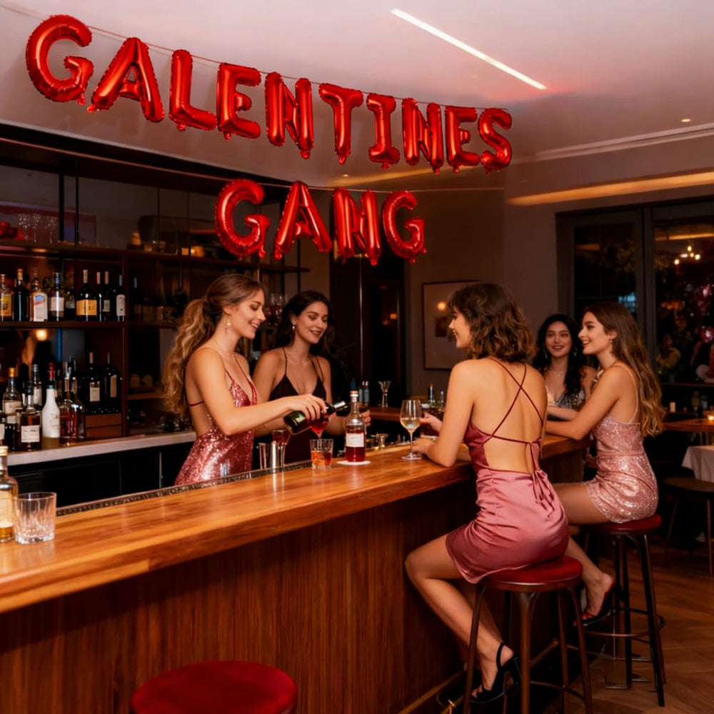 Holiwoer Galentines banner hanging, versatile ceiling or wall decor for parties.