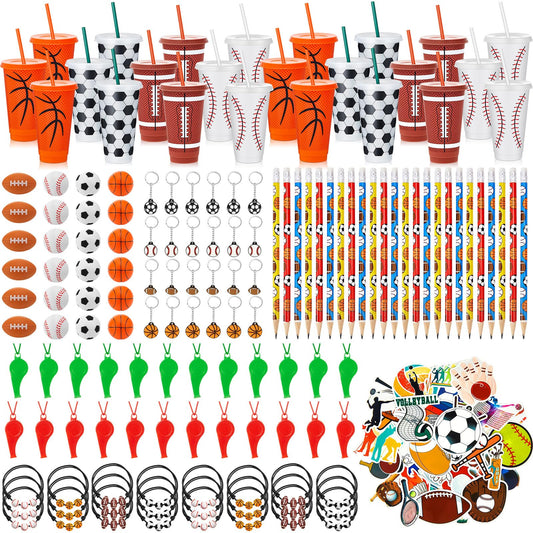 Hollowfly 24-piece sports cups with lids and straws for spill-free party drinks.