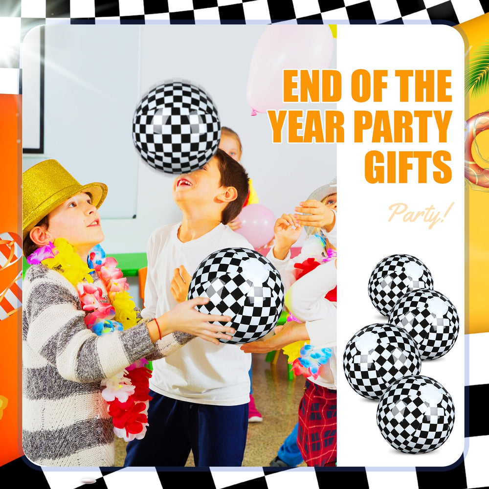 Hollowfly beach party decor idea using checkered balls for a playful vibe