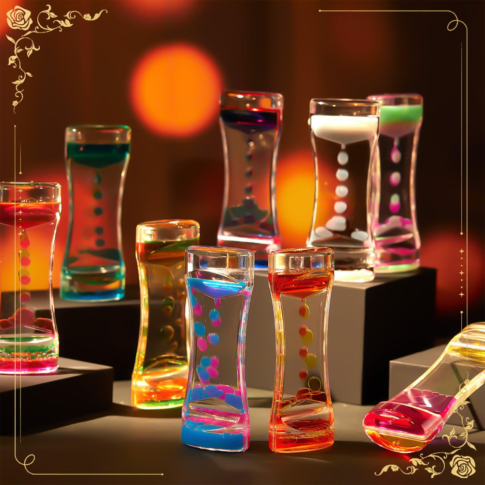 Hollowfly bubbler timer hourglass offers slow, soothing color flow for focus.