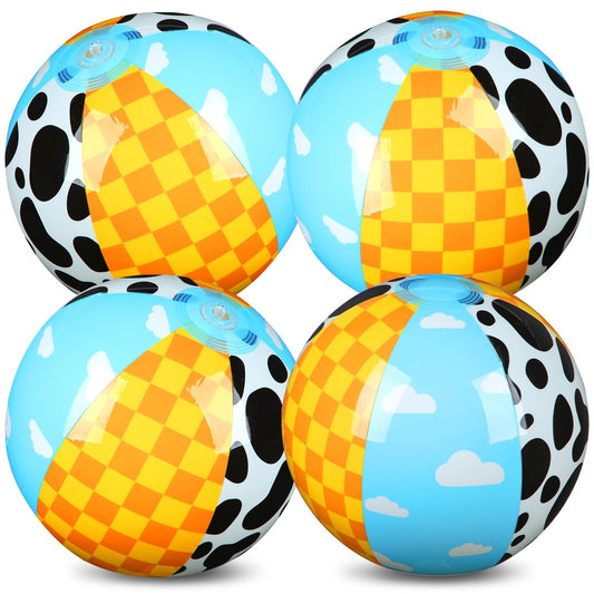 Hollowfly cartoon beach ball with blue skies and clouds for pool parties.