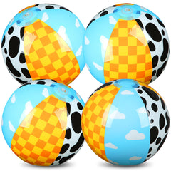 Hollowfly cartoon beach ball with blue skies and clouds for pool parties.