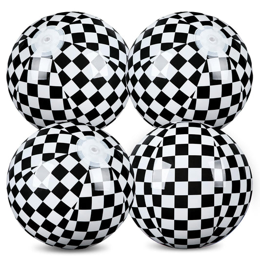 Hollowfly checkered flag beach ball in action, ideal for pool parties.