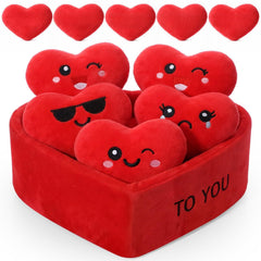 Hollowfly valentines heart plush set with five mini hearts for meaningful gifts