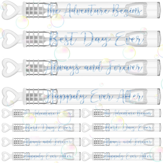 Hollowfly wedding mini bubble wand with heart design in white and blue