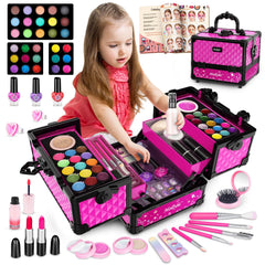 Hollyhi 59 Pcs makeup kit closed showing compact storage for kids' play