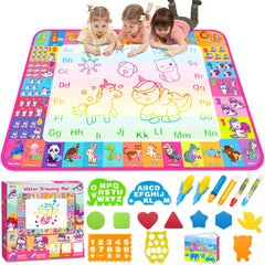 Hollyhi Aqua Water Doodle Mat main view shows spacious play surface for shared art.