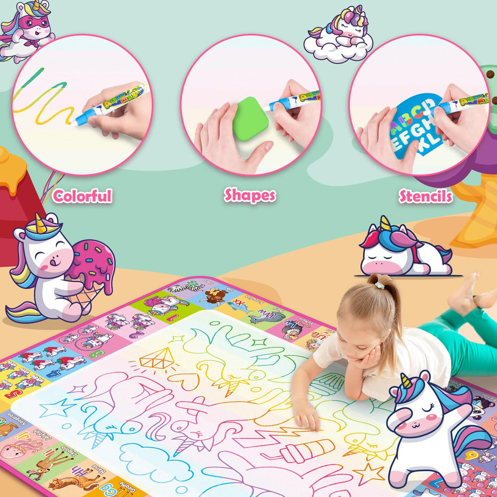 Hollyhi Aqua Water Doodle Mat pens demonstrate mess-free water drawing sessions.