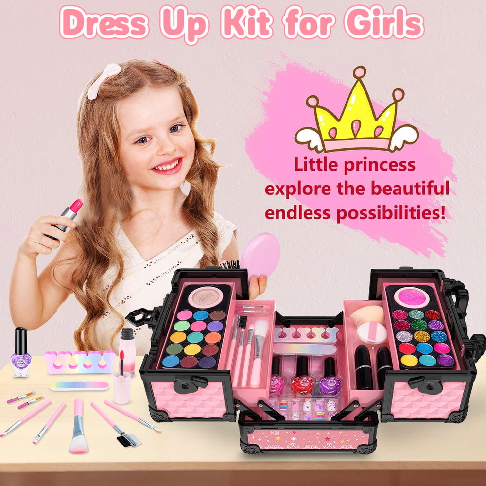 Hollyhi makeup brushes and palettes in pink for creative pretend makeup.
