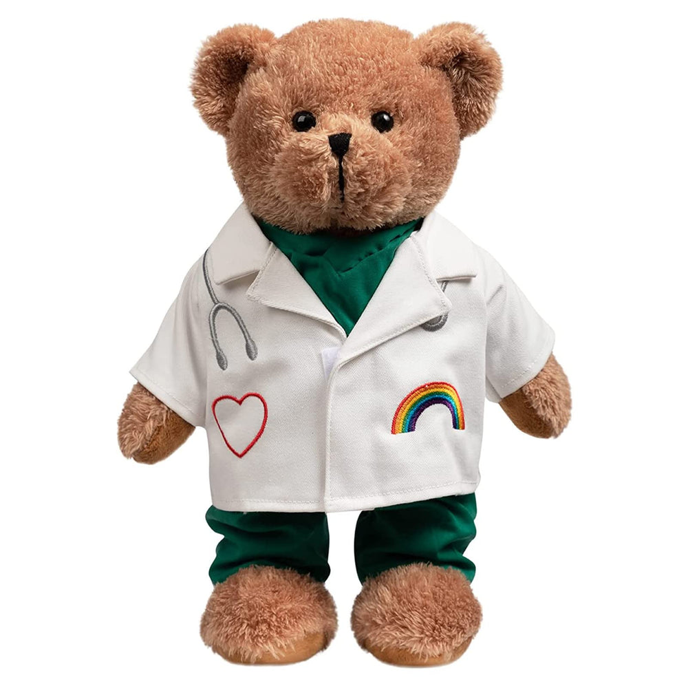 HollyHOME Doctor Bear in scrubs and white coat, a cuddly gift for medical professionals