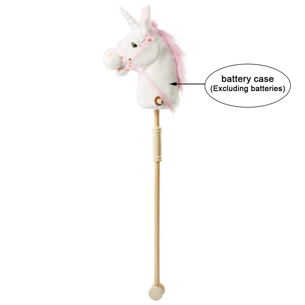 HollyHOME unicorn stick horse wooden stick and wheels for stability
