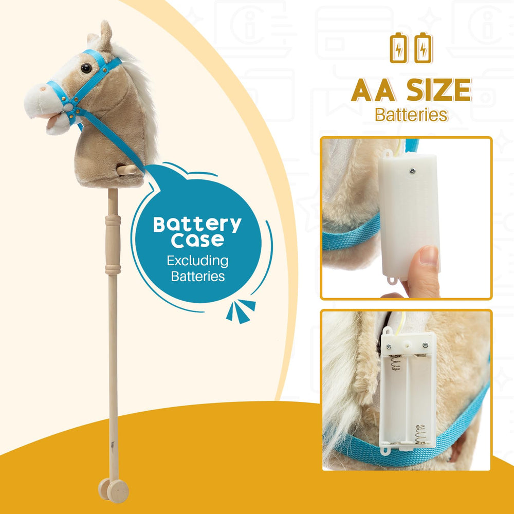 HollyHOME beige plush material feels cozy during pretend horseback riding