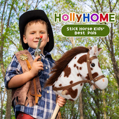 HollyHOME stick horse wooden stick and wheels detail for smooth indoor movement