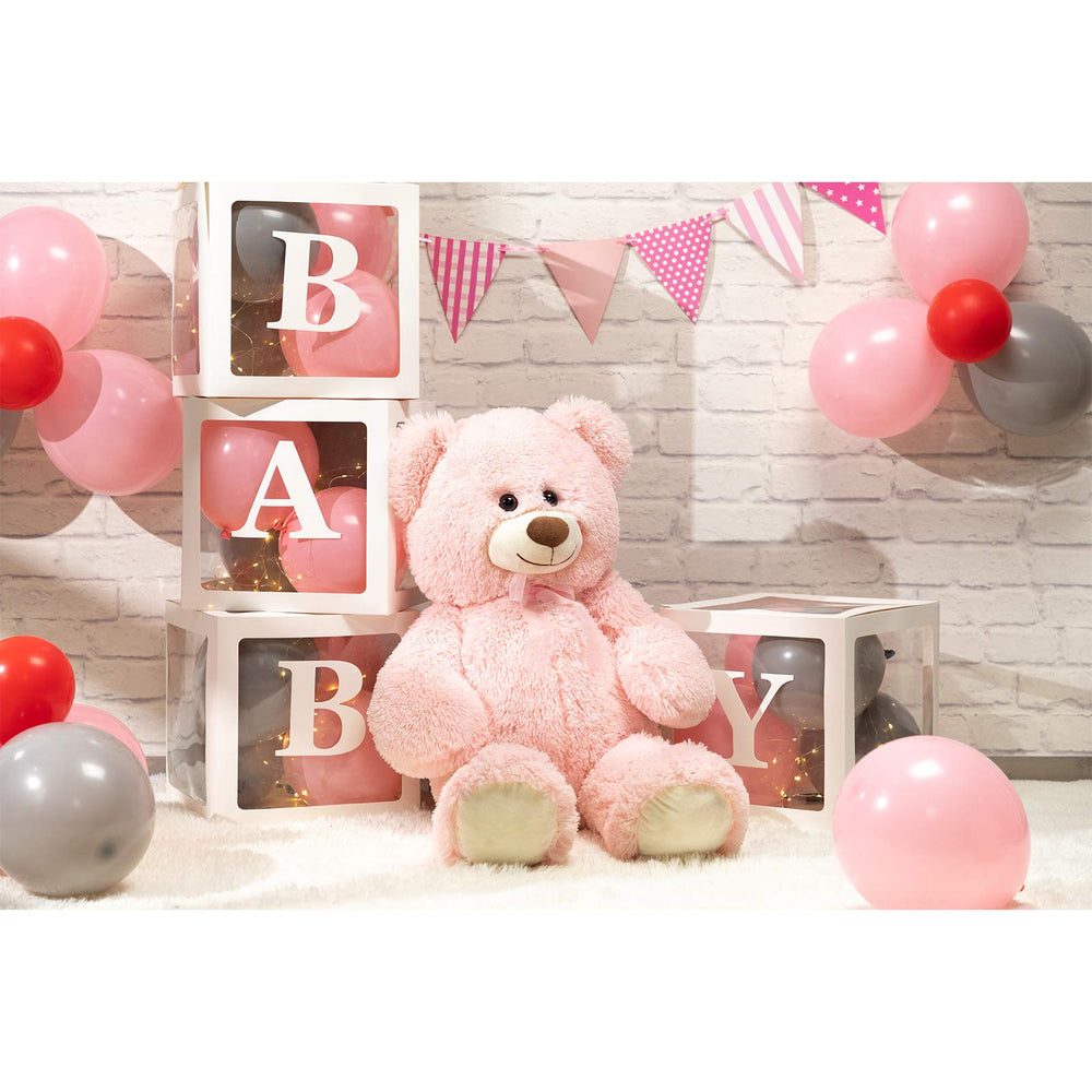 HollyHOME pink teddy bear plush fabric close-up highlights soft texture