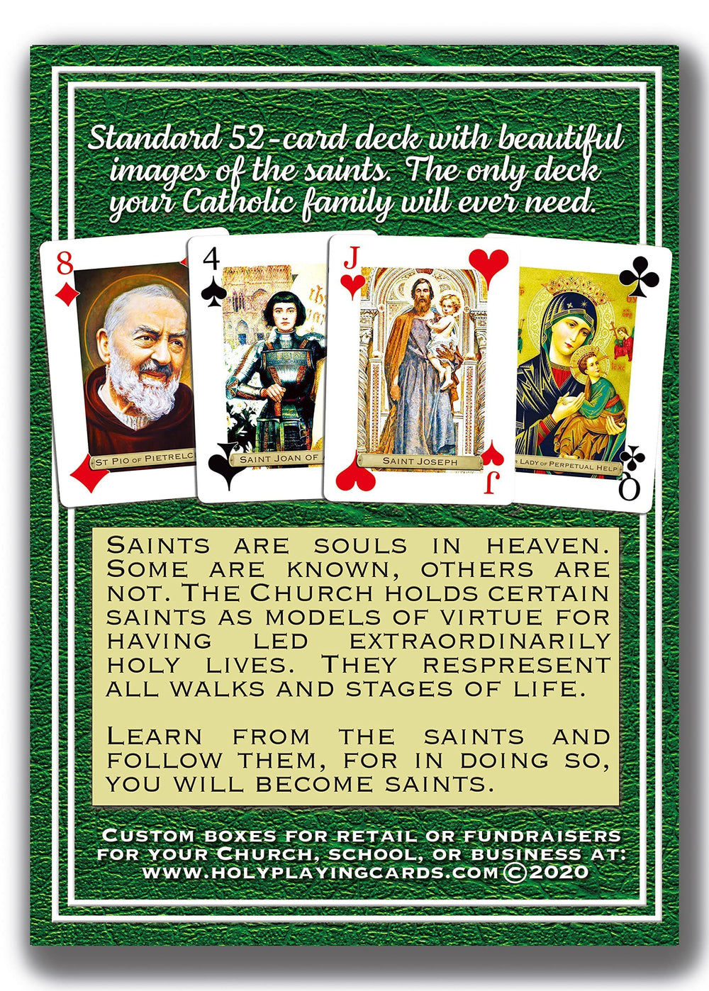 Holy Playing Cards Saints Edition supports Catholic charities through a purchase.