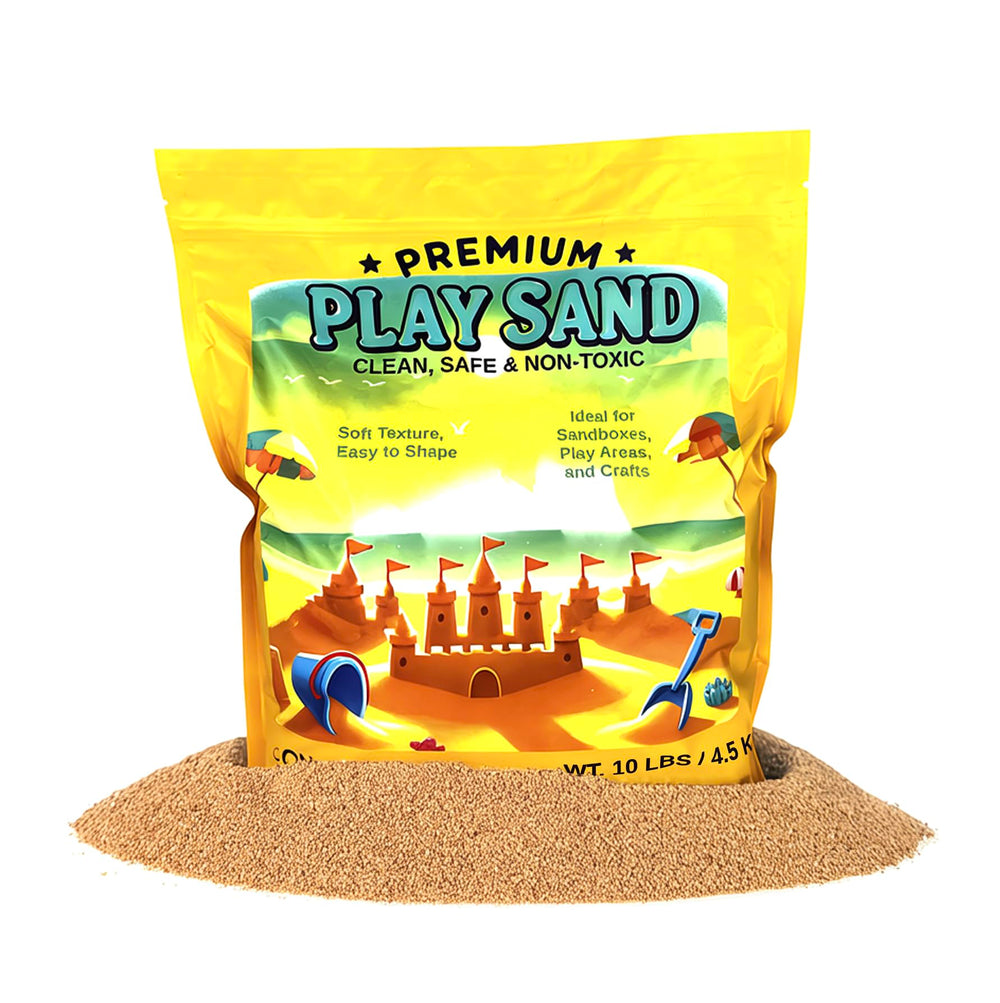 Home and Country USA Play Sand close-up texture shows fine grains for shaping.