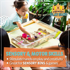 Sensory bins with Home and Country USA Play Sand promote tactile exploration.