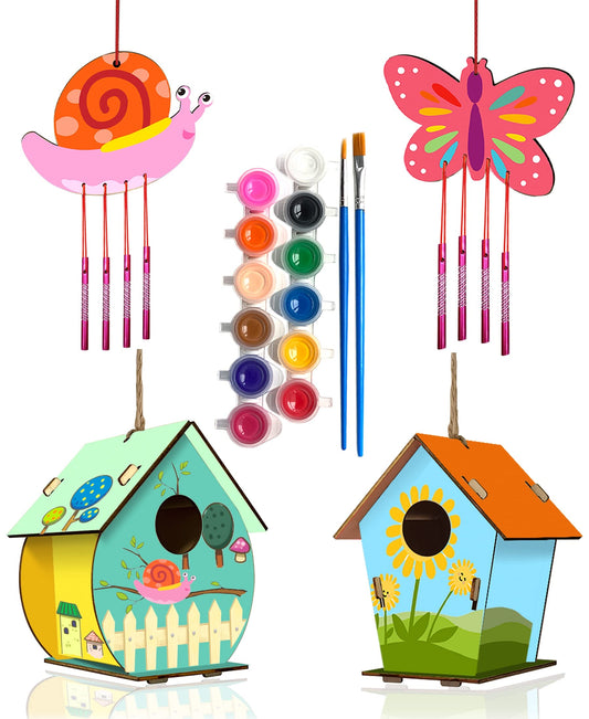 Home Composer bird house kit in color box, perfect gift for kids' creative play.