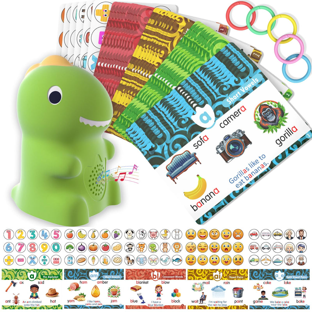 HOMESTEC Phonics Flash Cards with Talking Dino Pen stimulate reading through interactive sound-led practice