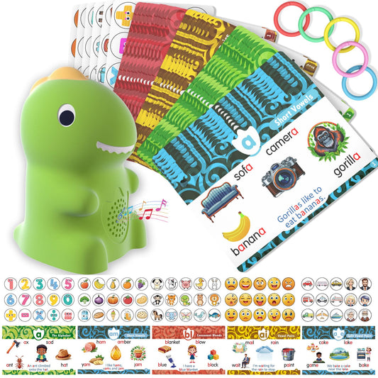 HOMESTEC Phonics Flash Cards with Talking Dino Pen stimulate reading through interactive sound-led practice