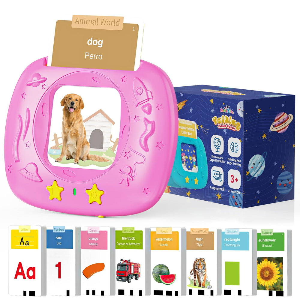 HOMESTEC Toddlers flash cards English Spanish words with vivid visuals to build bilingual vocabulary.