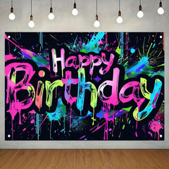 HOMETITUTE Colorful Splatter Art Banner highlighting vibrant party decor
