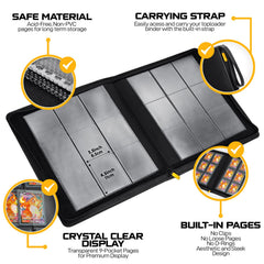 Open binder displaying 252-card capacity with protected pages.
