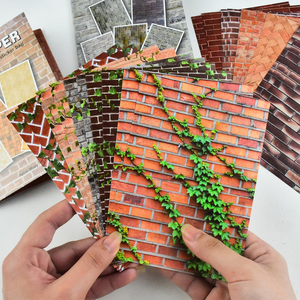 HOMICO dollhouse brick-floor sticker close-up adds authentic flooring detail to tiny interiors
