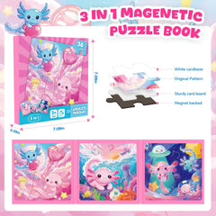 Homicozy axolotl magnetic puzzles 36-piece set supports independent play on planes