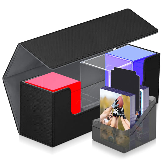 Homthy card deck case with magnetic closure keeps 600+ sleeved cards secure.
