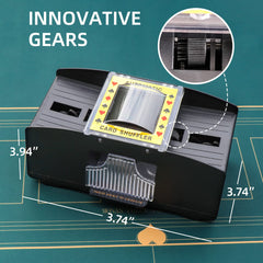 Homwom automatic card shuffler side view highlighting compact footprint