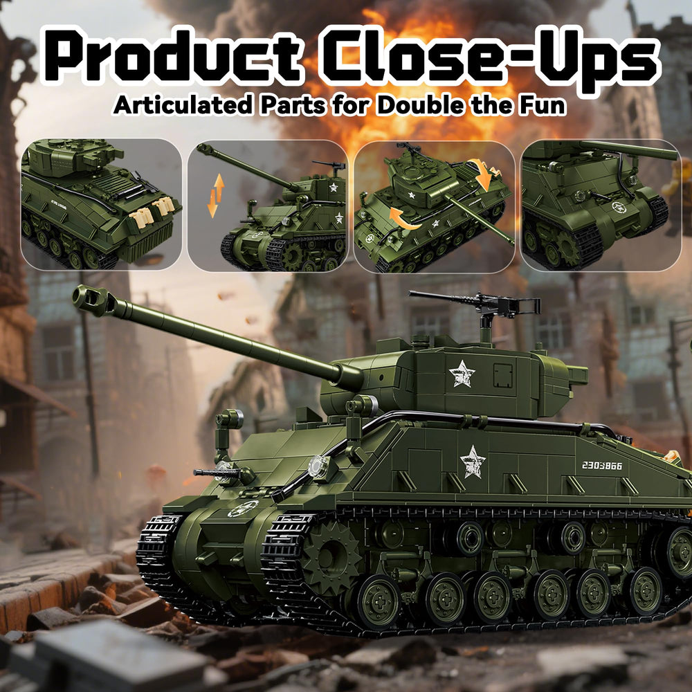 Honchoes M4 Sherman Tank with crew figures for immersive scene