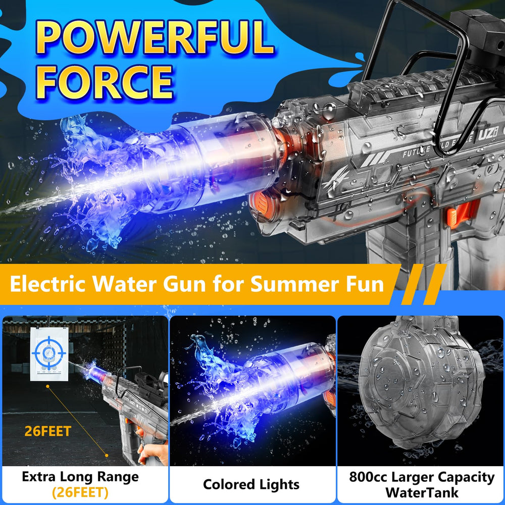Honeasort water gun showing precision sight and foldable mount for accuracy