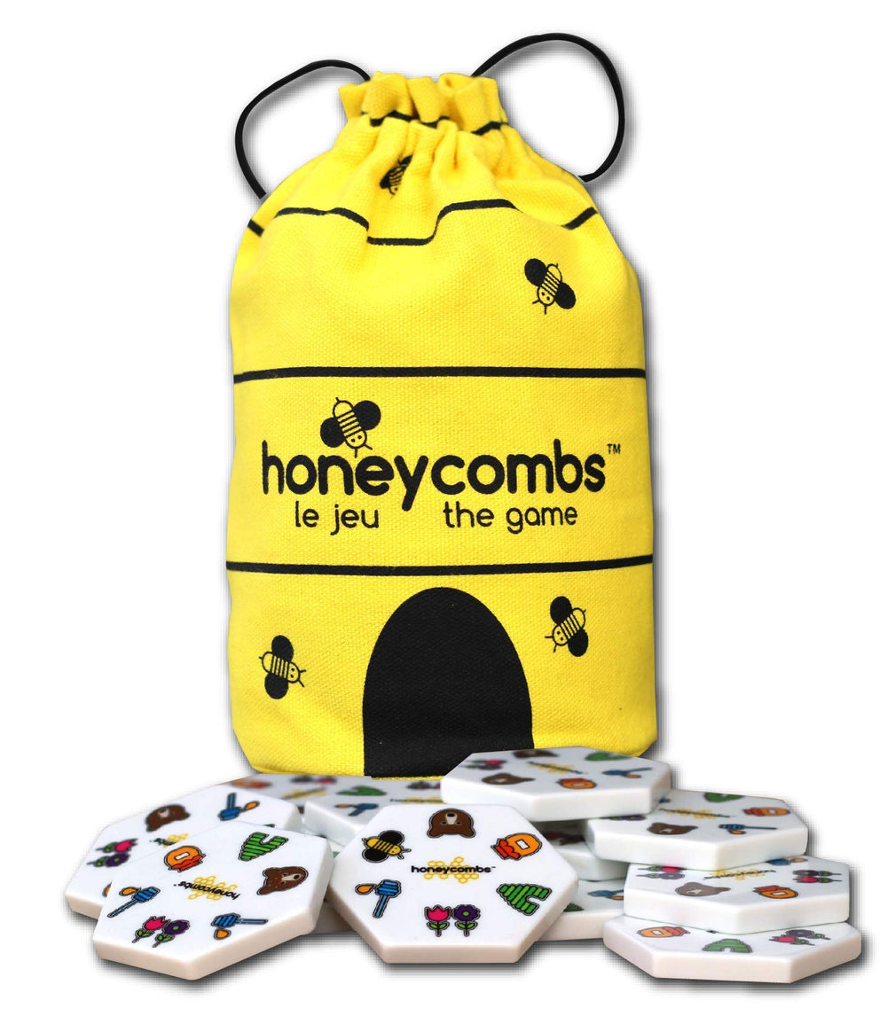 HoneyCombs game tiles with drawstring bag for portable family play