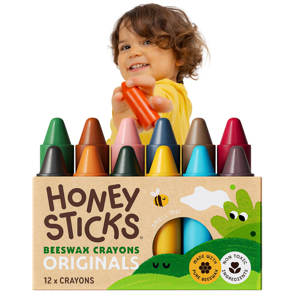 Honeysticks 12-pack crayons display for engaging coloring sessions