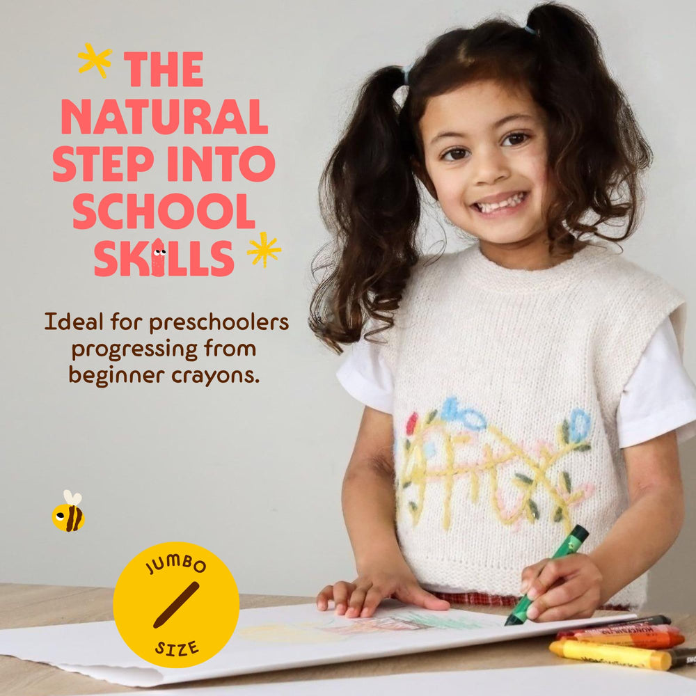Honeysticks Jumbo Crayons in hand highlighting easy-to-hold design