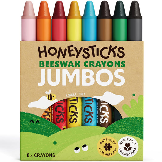 Honeysticks Jumbo Crayons 8-pack color swatches for vibrant art sessions